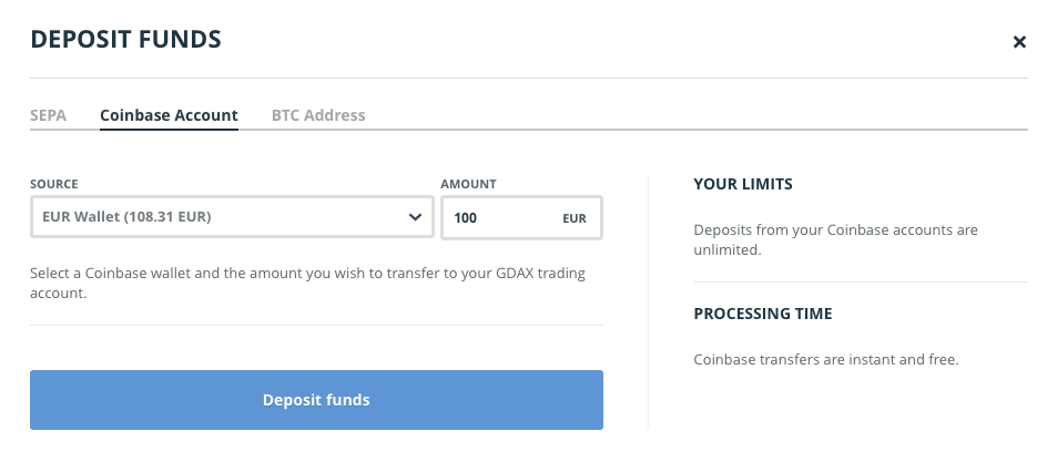 Bitcoins kaufen - Geld zwischen GDAX und Coinbase transferieren