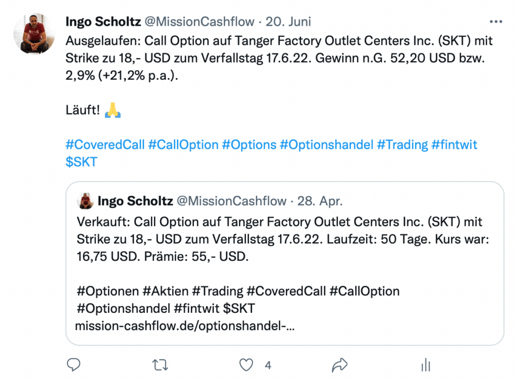 Twitter im Juni #2 - Mission-Cashflow - Einkommen durch den Optionshandel