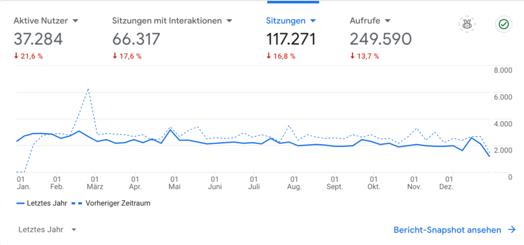 Meine Ziele für 2025 - Blog Besucherzahlen 2024 pro Monat