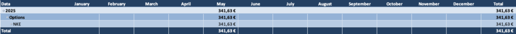 Optionsdepot & Einkommen durch den Optionshandel - Offene Optionen Tabelle 2025