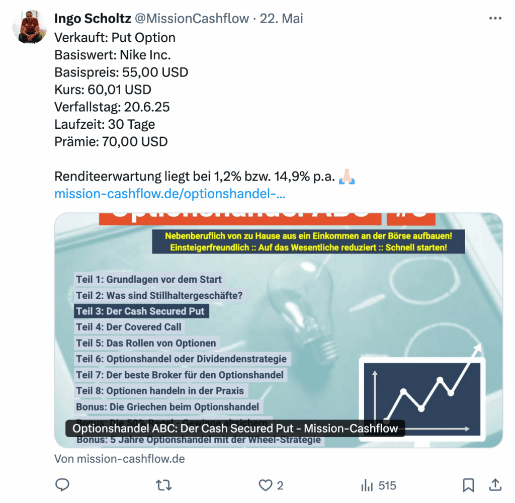 Twitter Optionshandel Mai 2025