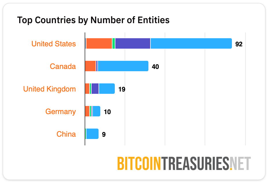 Top Countries by Number of Entities