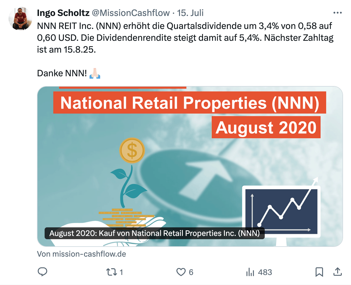 Twitter im Juli 2025 - Mission-Cashflow - Passives Einkommen und Dividendenbooster