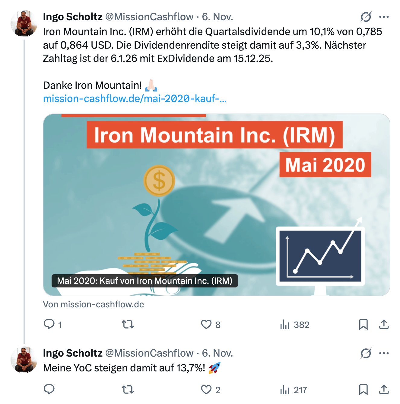 Twitter im November 2025 - Mission-Cashflow - Passives Einkommen und Dividendenbooster