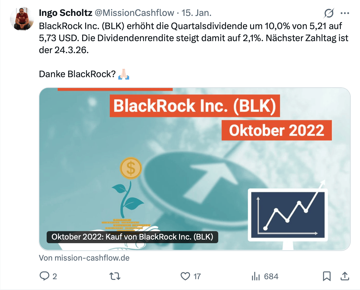 Twitter im Januar 2026 - Mission-Cashflow - Passives Einkommen und Dividendenbooster
