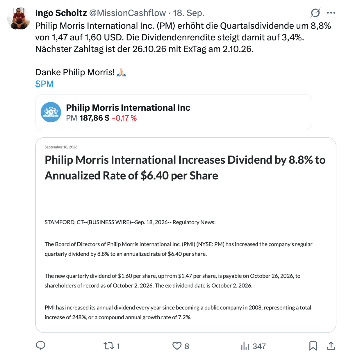 Twitter im Oktober 2026 - Mission-Cashflow - Passives Einkommen und Dividendenbooster